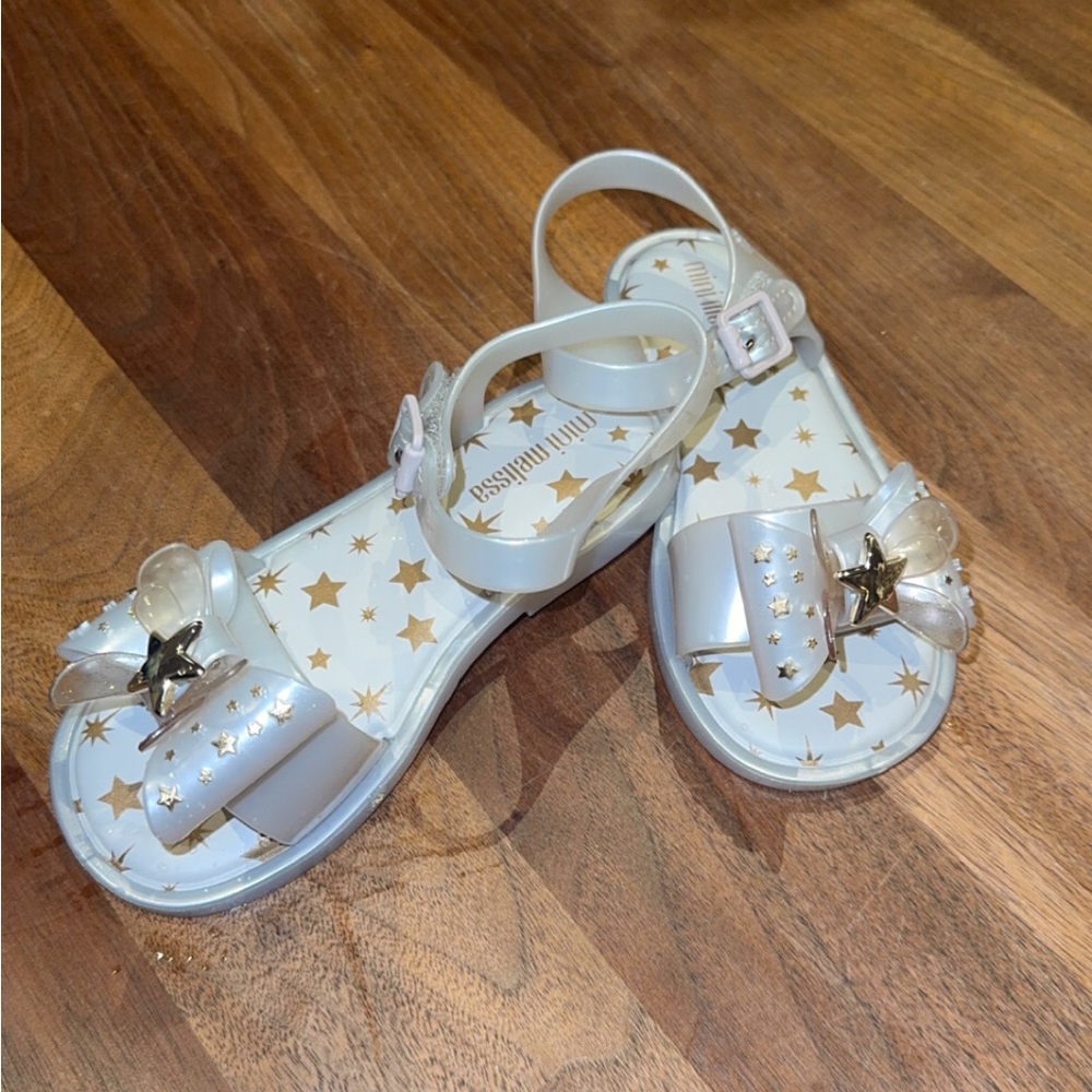 Mini Melissa White Sandals with Star Accents
